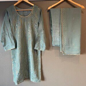Elegant Teal Embroidered Salwar Kameez with Dupatta